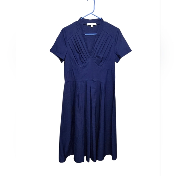 Miss Lulo Cotton Blend Midi Dress Sz Large Navy Blue 18-20" PTP, 40" Length - Picture 2 of 6